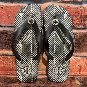 Tory Burch White Stripes Sandals